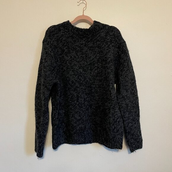 driving force | 100% Wool Charcoal Gray/Black Chunky Knit Pullover Sweater Med - Picture 2 of 5